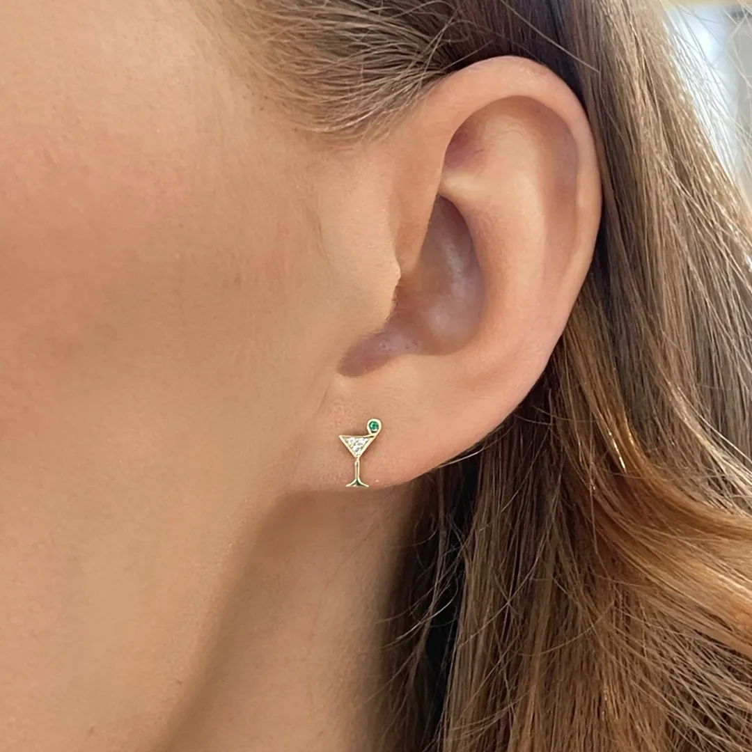 Tini Time Dirty Martini Diamond Stud Earrings