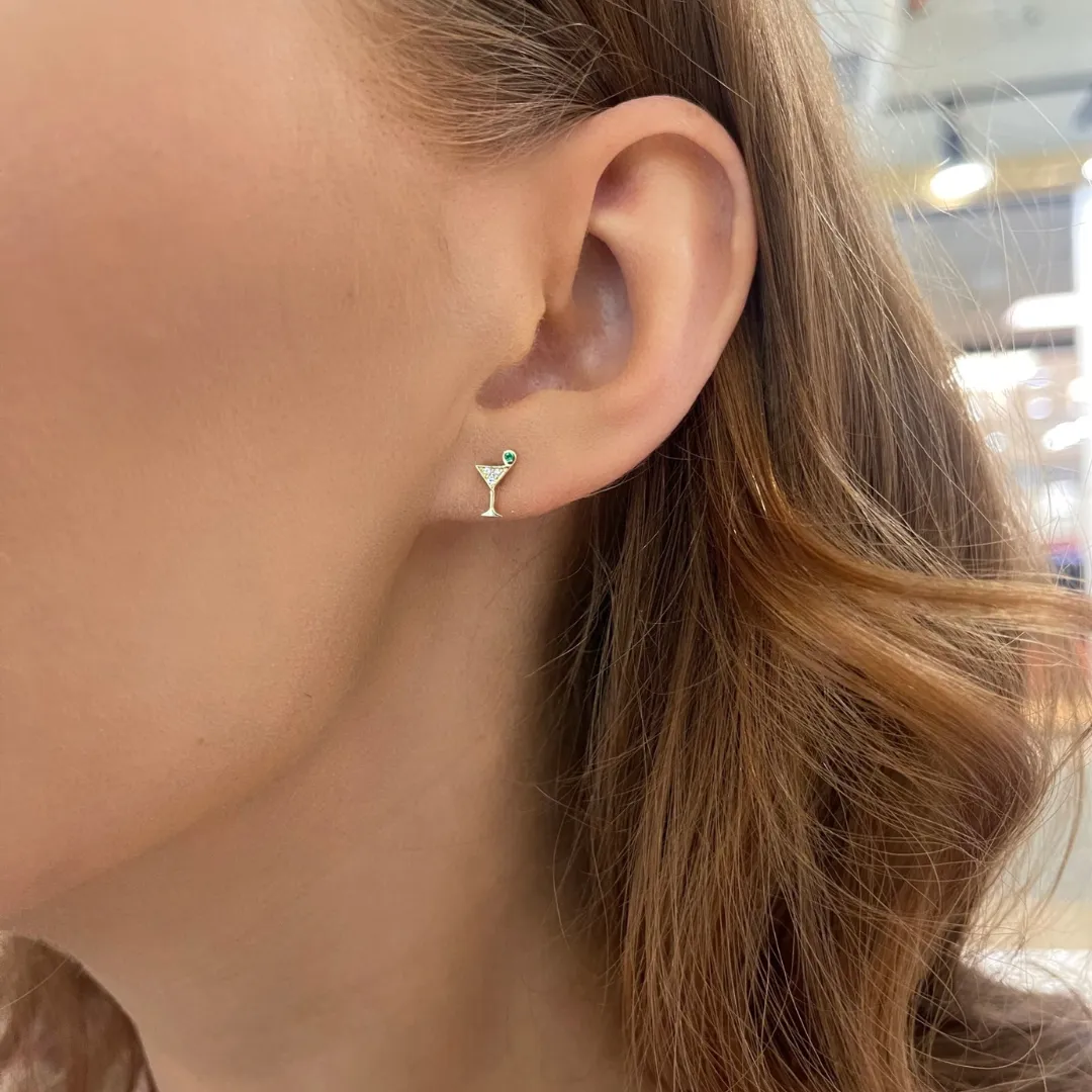 Tini Time Dirty Martini Diamond Stud Earrings
