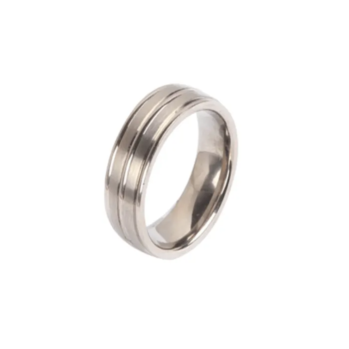 Titanium Brush Finish with Polished Cut and Flat Edge Ring