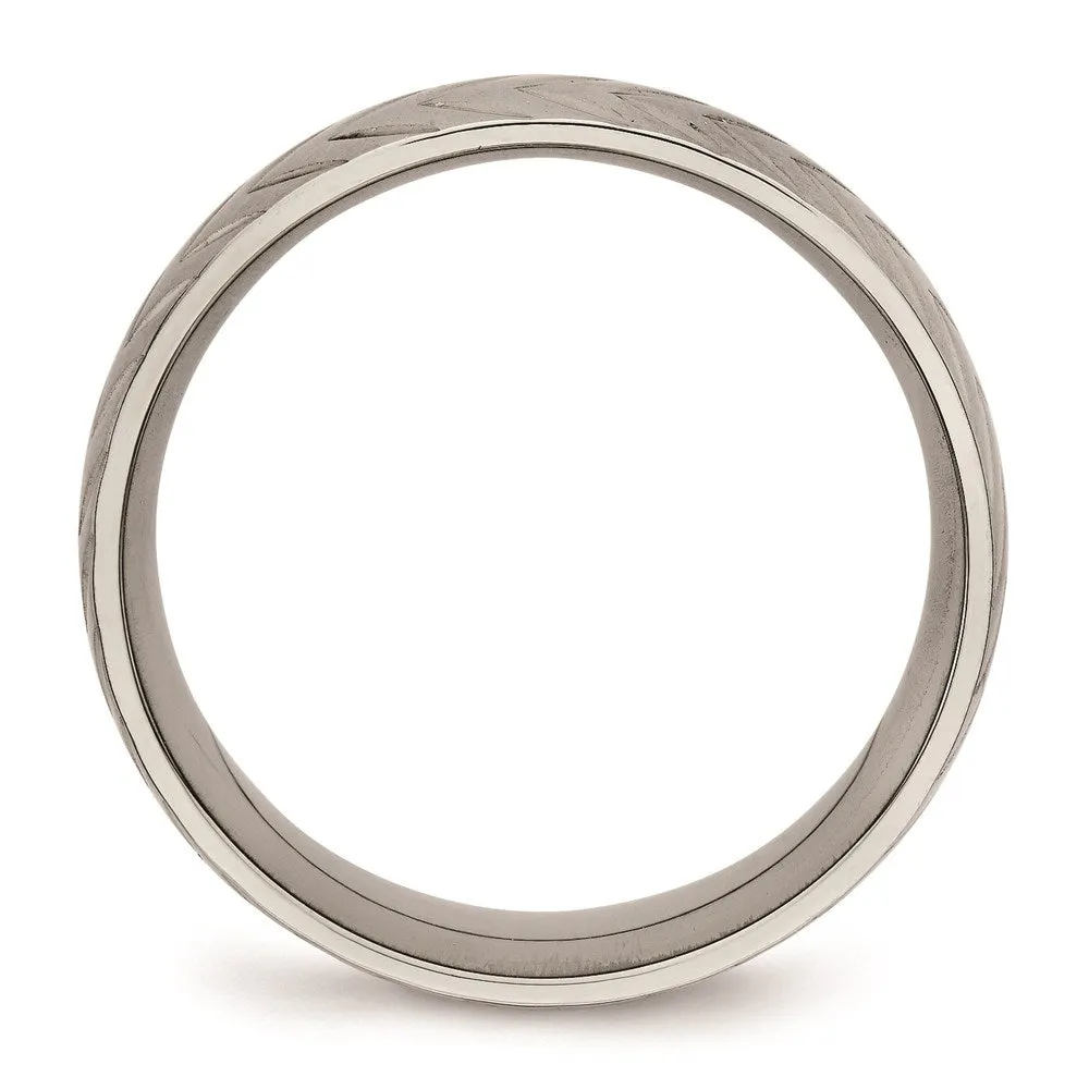Titanium Polished Diamond Cut Ring | TB455