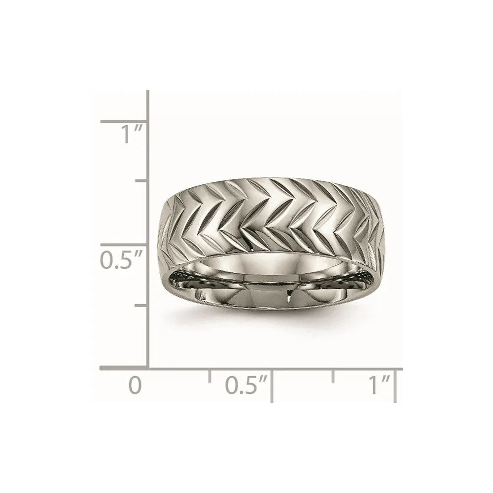 Titanium Polished Diamond Cut Ring | TB455