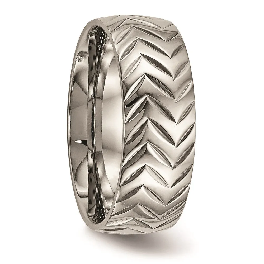 Titanium Polished Diamond Cut Ring | TB455