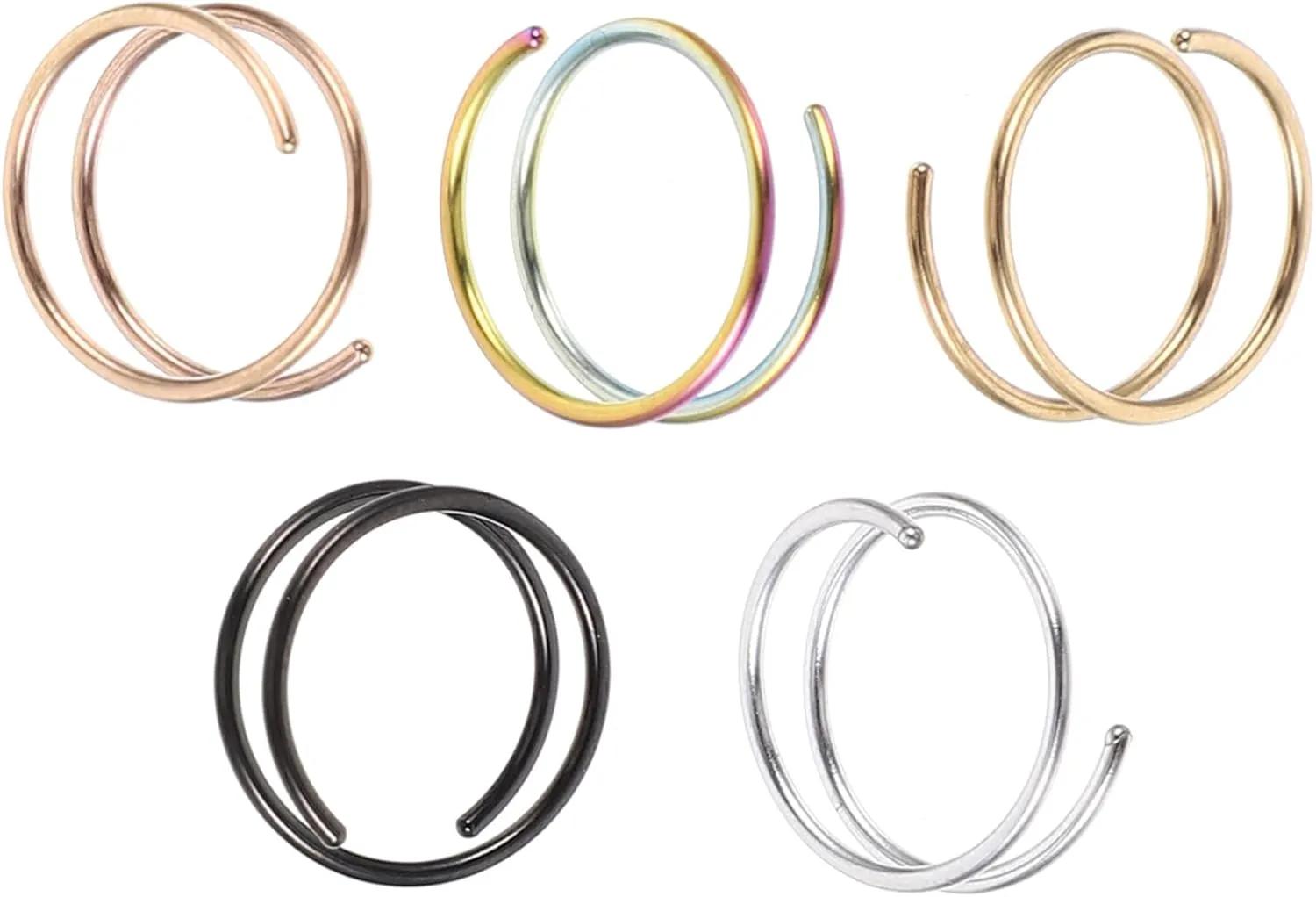 Titanium Spiral Nose Ring Hoop Silver Nose Jewelry Lightweight Fashion Accessory