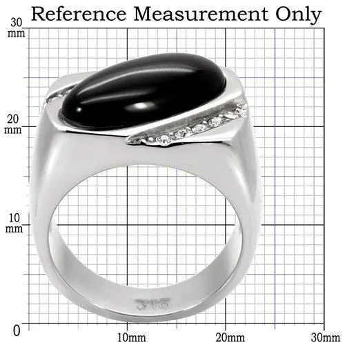 TK02214 - Stainless Steel Ring High polished (no plating) Men Semi-Precious Jet