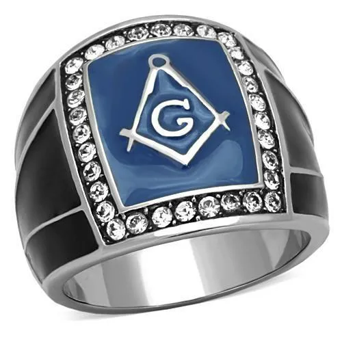 TK1612 - Stainless Steel Ring High polished (no plating) Men Top Grade Crystal Clear