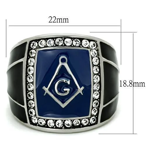 TK1612 - Stainless Steel Ring High polished (no plating) Men Top Grade Crystal Clear