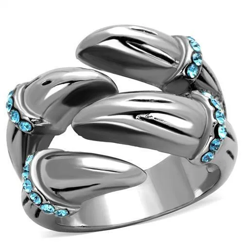 TK1779 - Stainless Steel Ring High polished (no plating) Women Top Grade Crystal Sapphire