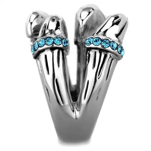 TK1779 - Stainless Steel Ring High polished (no plating) Women Top Grade Crystal Sapphire