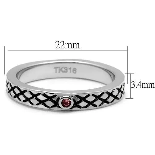 TK2566 - Stainless Steel Ring High polished (no plating) Women Top Grade Crystal Rose