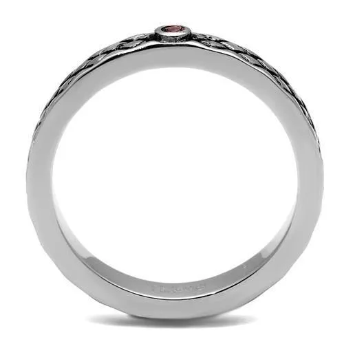 TK2566 - Stainless Steel Ring High polished (no plating) Women Top Grade Crystal Rose