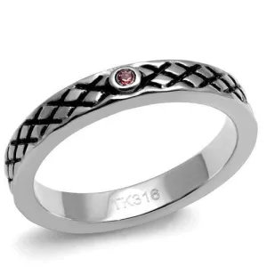 TK2566 - Stainless Steel Ring High polished (no plating) Women Top Grade Crystal Rose
