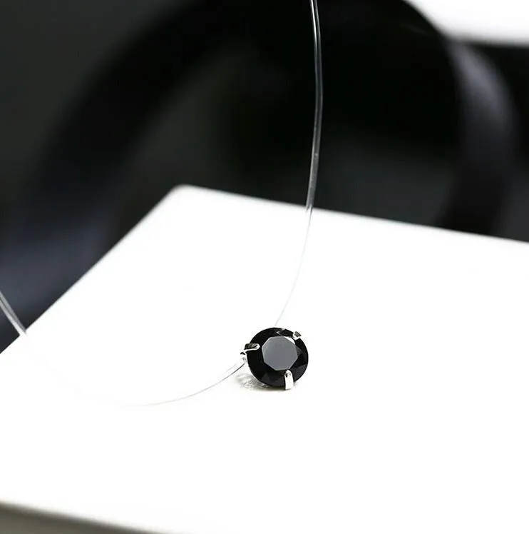 Transparent Chain Fishing Line Invisible Women Zircon Pendants Necklace Jewelry Transparent necklace