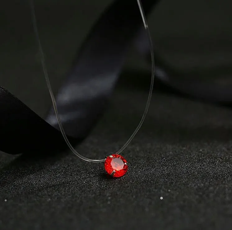 Transparent Chain Fishing Line Invisible Women Zircon Pendants Necklace Jewelry Transparent necklace