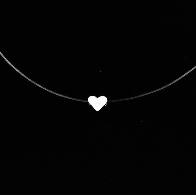 Transparent Chain Fishing Line Invisible Women Zircon Pendants Necklace Jewelry Transparent necklace