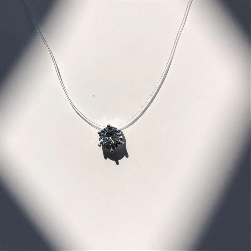 Transparent Chain Fishing Line Invisible Women Zircon Pendants Necklace Jewelry Transparent necklace