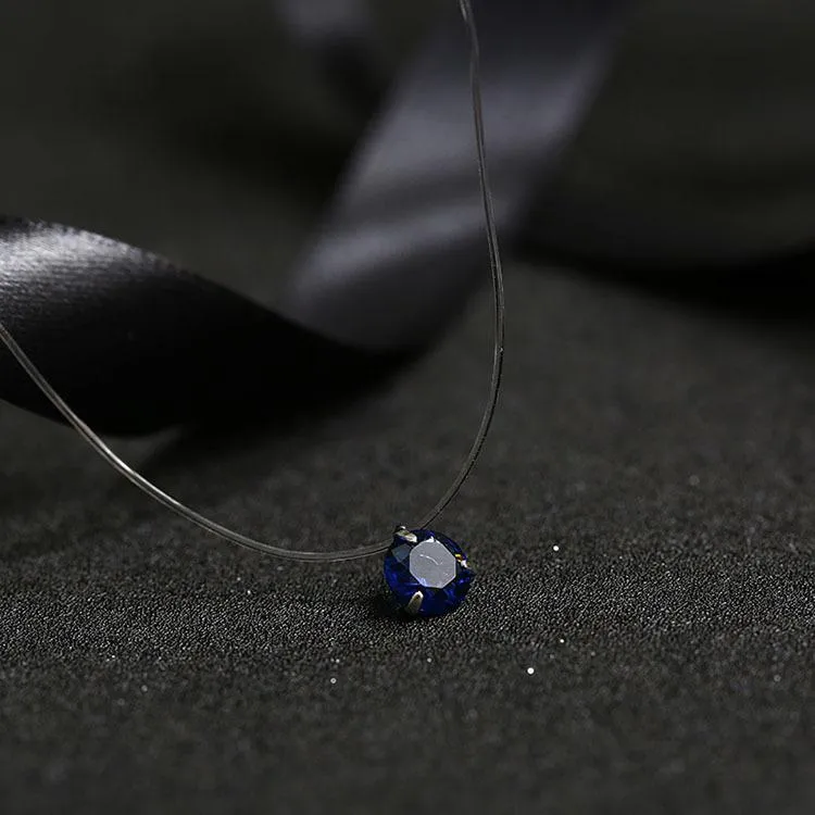 Transparent Chain Fishing Line Invisible Women Zircon Pendants Necklace Jewelry Transparent necklace