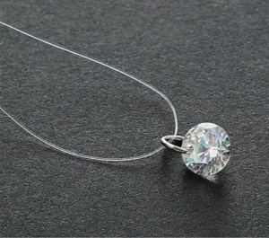 Transparent Chain Fishing Line Invisible Women Zircon Pendants Necklace Jewelry Transparent necklace