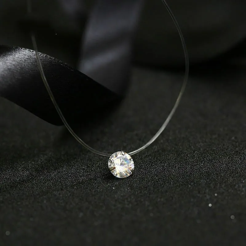 Transparent Chain Fishing Line Invisible Women Zircon Pendants Necklace Jewelry Transparent necklace