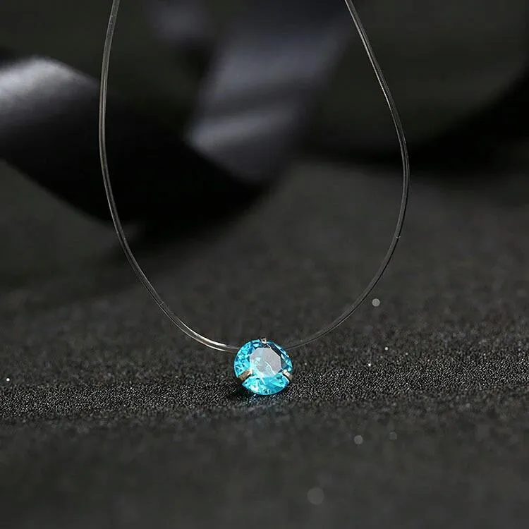Transparent Chain Fishing Line Invisible Women Zircon Pendants Necklace Jewelry Transparent necklace