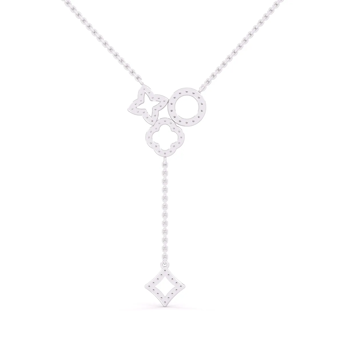 Trendy Wave Drop Lab Grown Diamond Necklace