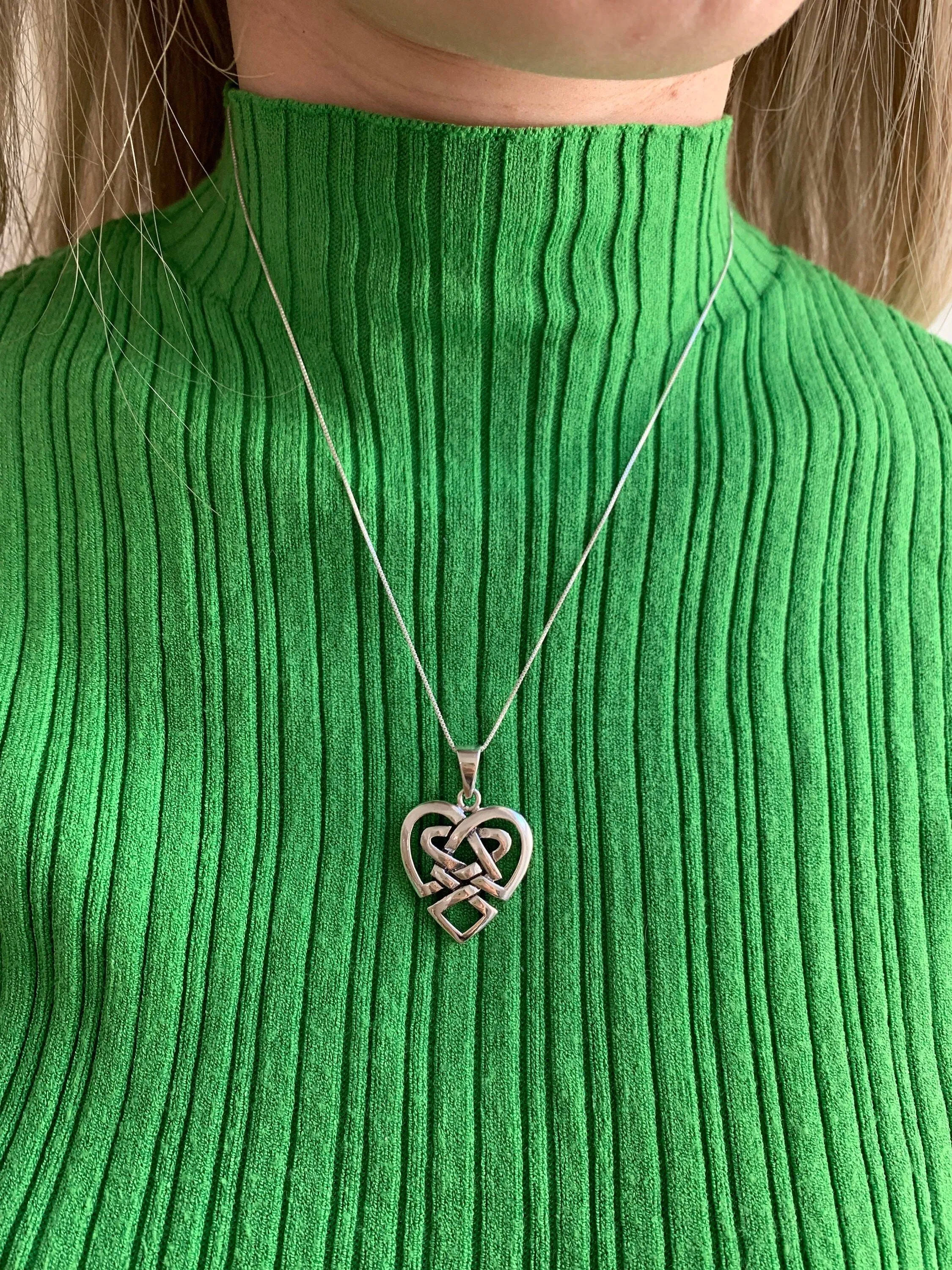 Tribal Heart Pendant - Silver Heart Necklace - Unique Love Pendant