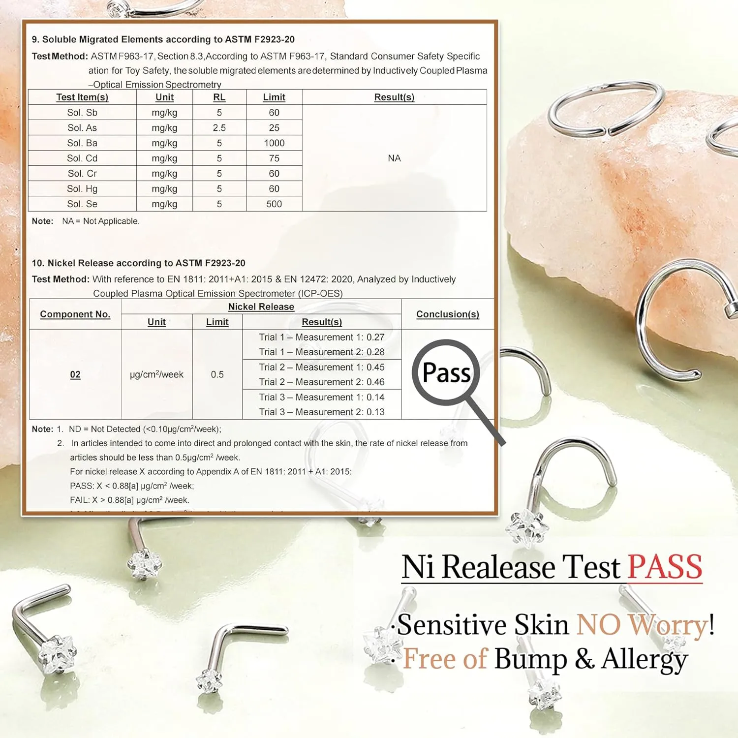 UBGICIG 22G 20G 18G Nose Rings Hoops Studs for Women 316L Surgical Steel Cork Screw Nose Rings L Shape Nostril Piercing Jewelry