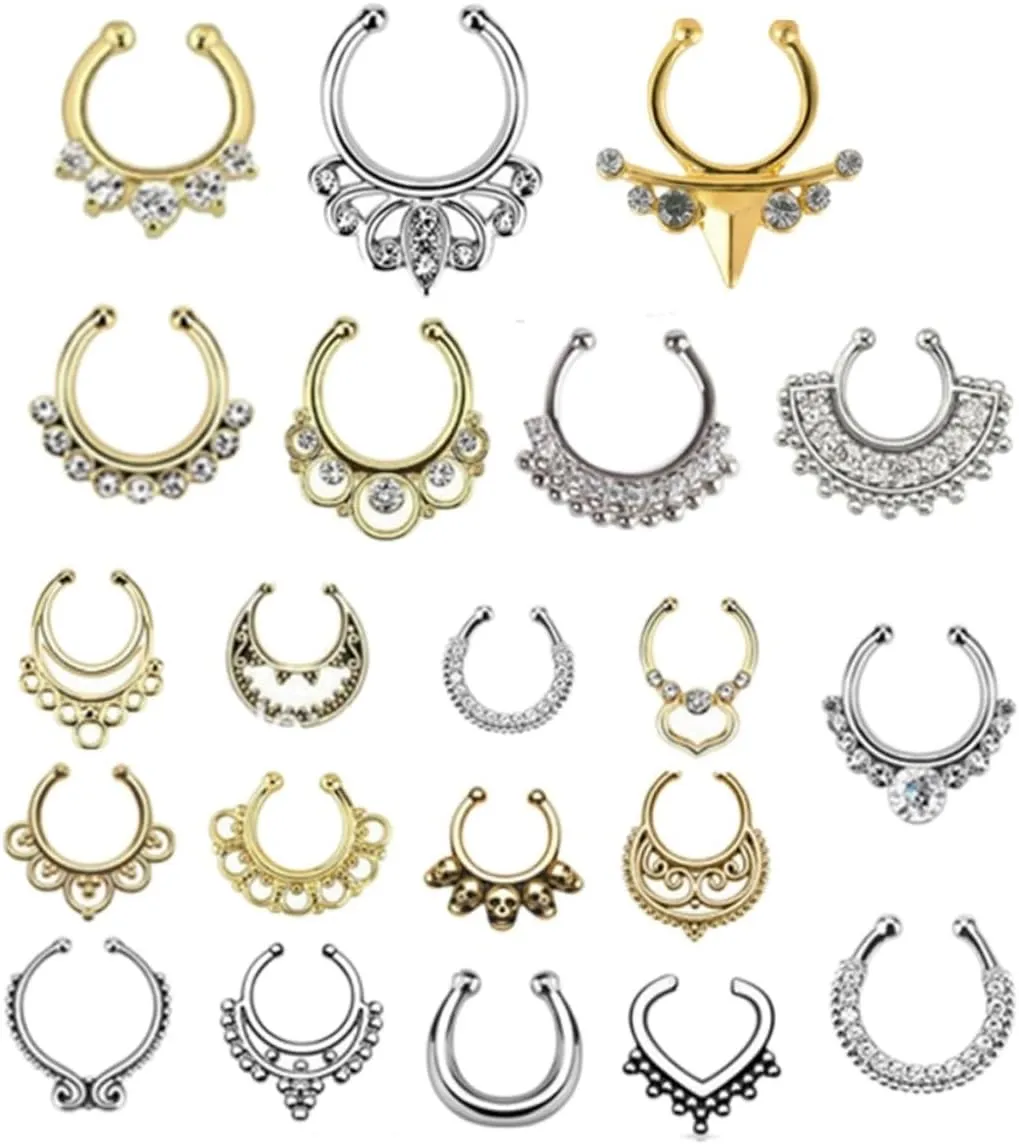 Unique Diamond Nose Studs for Women 12pcs Stainless Steel Nose Rings Hoop Studs for Piercing Jewelry Random