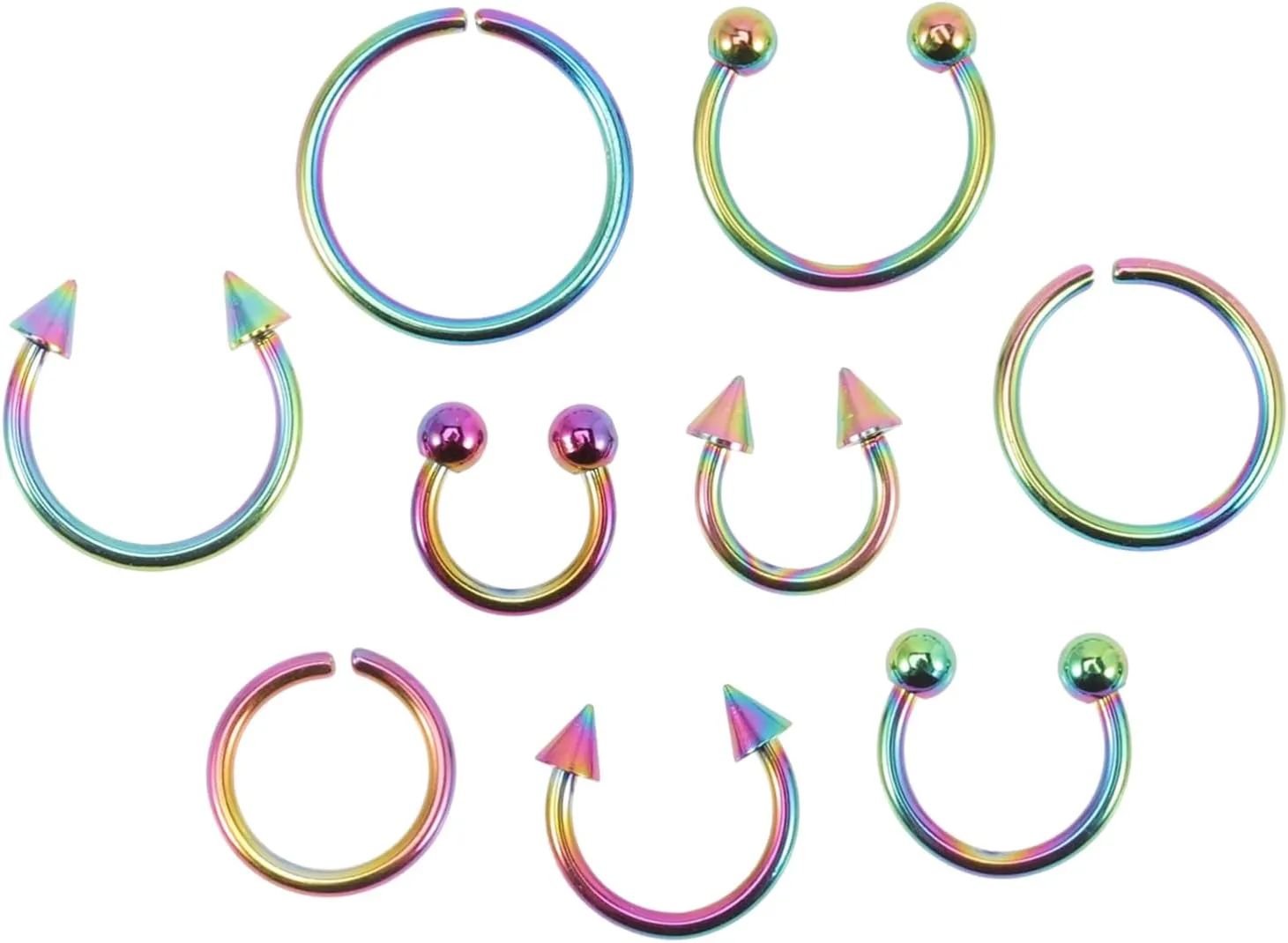 VALICLUD 9pcs Stainless Steel Nose Versatile Piercing Jewelry for Cartilage Tragus and Nose Stylish Hoops Designs for Every Occasion