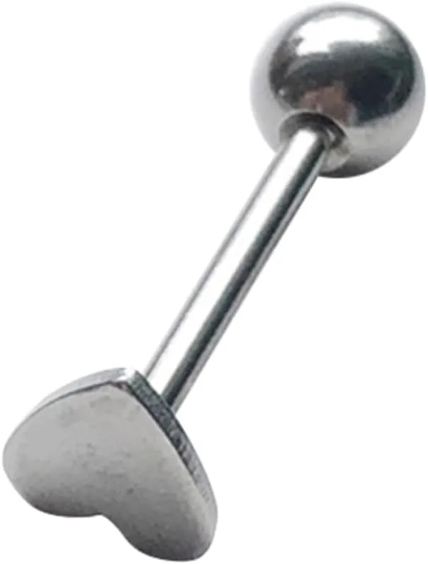 VALICLUD Heart Shape Tongue Studs Stainless Steel Ring Body Piercing Jewelry Fashion Accessory