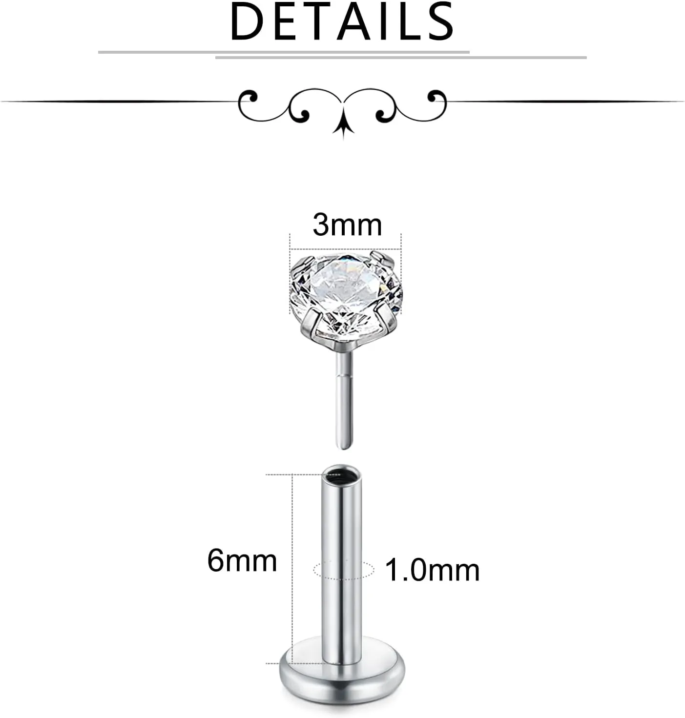 VCMART 18g Nose Rings for Women Stainless Steel Opal Clicker Hinged Hoops & Threadless Flat Back Studs Earrings Cartilage Helix Tragus Nose Nostril Piercing Jewelry 18 Gauge Silver Gold