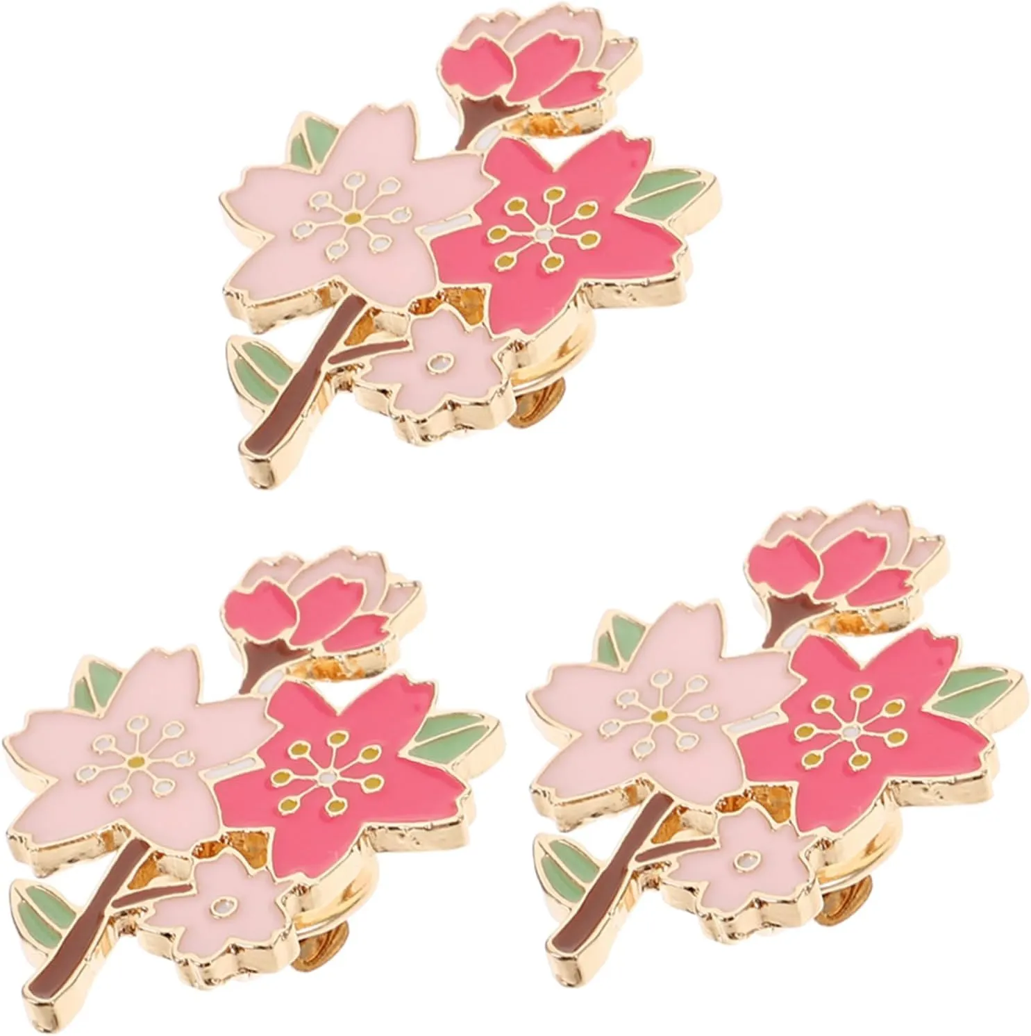 Versatile Cherry Blossom Brooch Pins 3pcs Flower Enamel Pins for Women's Stylish Outfits Bags and Events