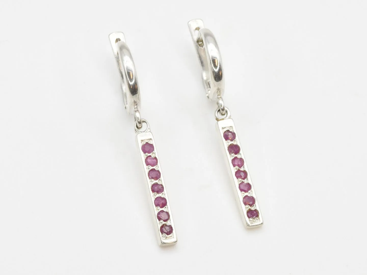 Vertical Ruby Earrings - Genuine Ruby Earrings - Red Bar Drop Earrings