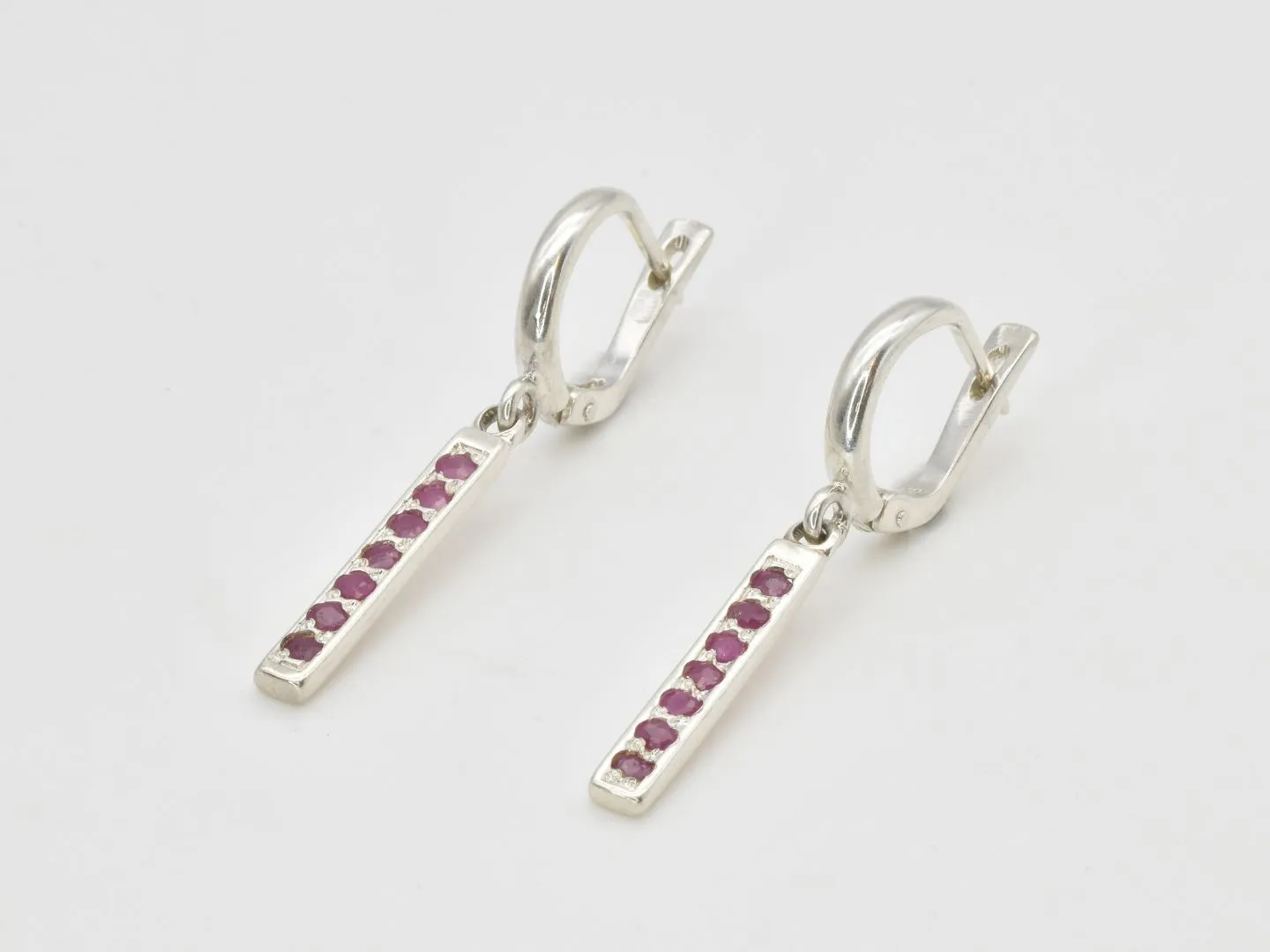 Vertical Ruby Earrings - Genuine Ruby Earrings - Red Bar Drop Earrings