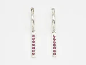 Vertical Ruby Earrings - Genuine Ruby Earrings - Red Bar Drop Earrings