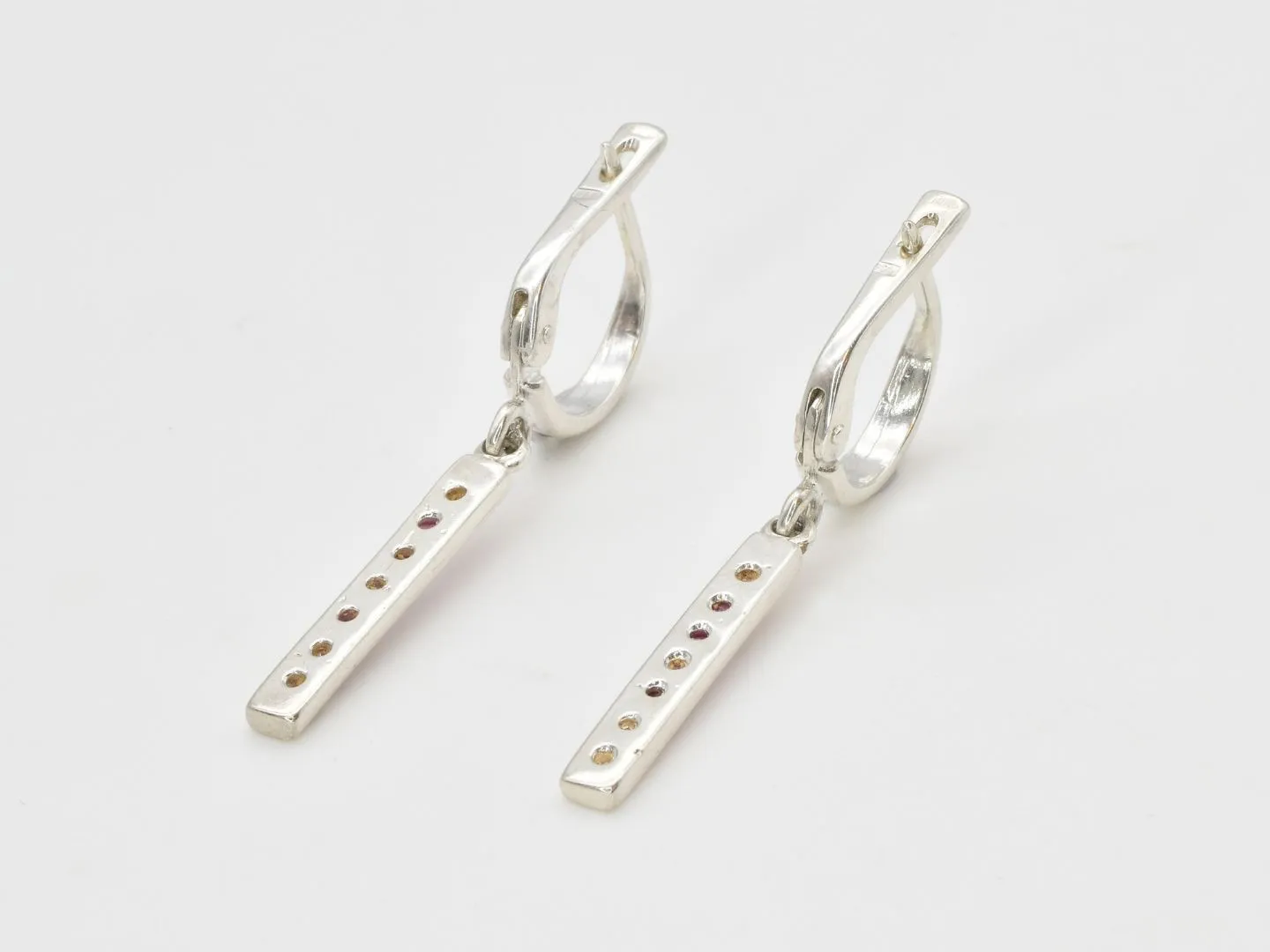 Vertical Ruby Earrings - Genuine Ruby Earrings - Red Bar Drop Earrings
