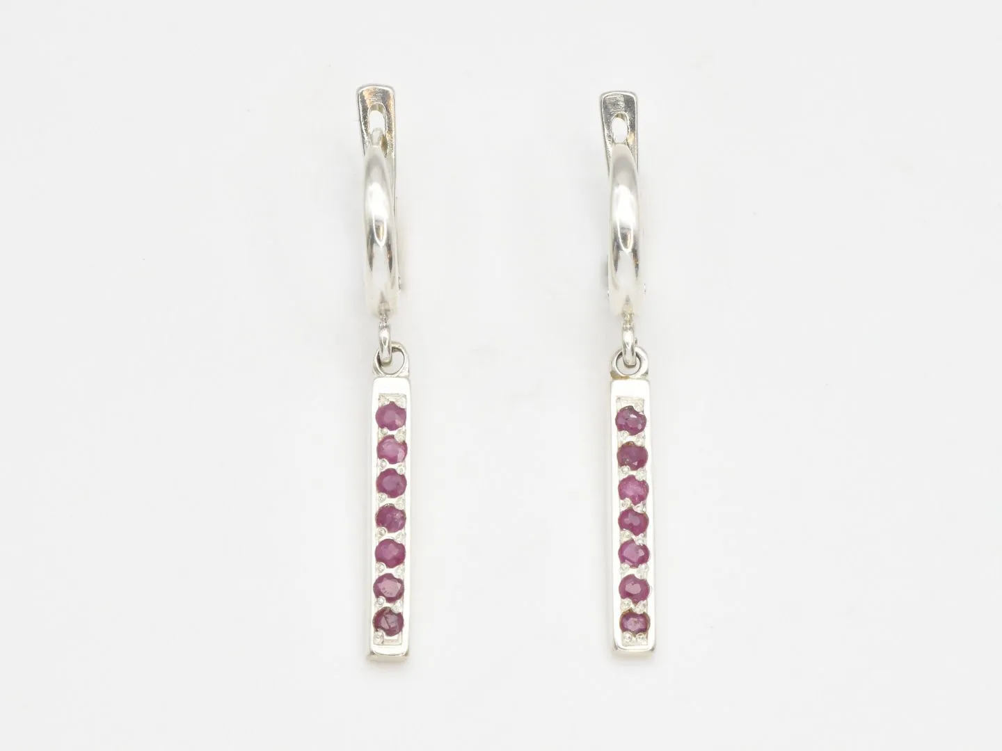 Vertical Ruby Earrings - Genuine Ruby Earrings - Red Bar Drop Earrings