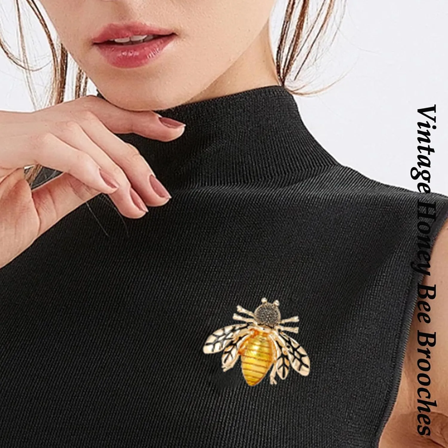 Vintage Crystal Honey Bee Brooches for Women,Sparkly Rhinestone Insect Bee Brooches Charm Faux Pearl Yellow Sun Flower Honeybee Lapel Pins Dress Suit Shirt Prom Party Jewelry