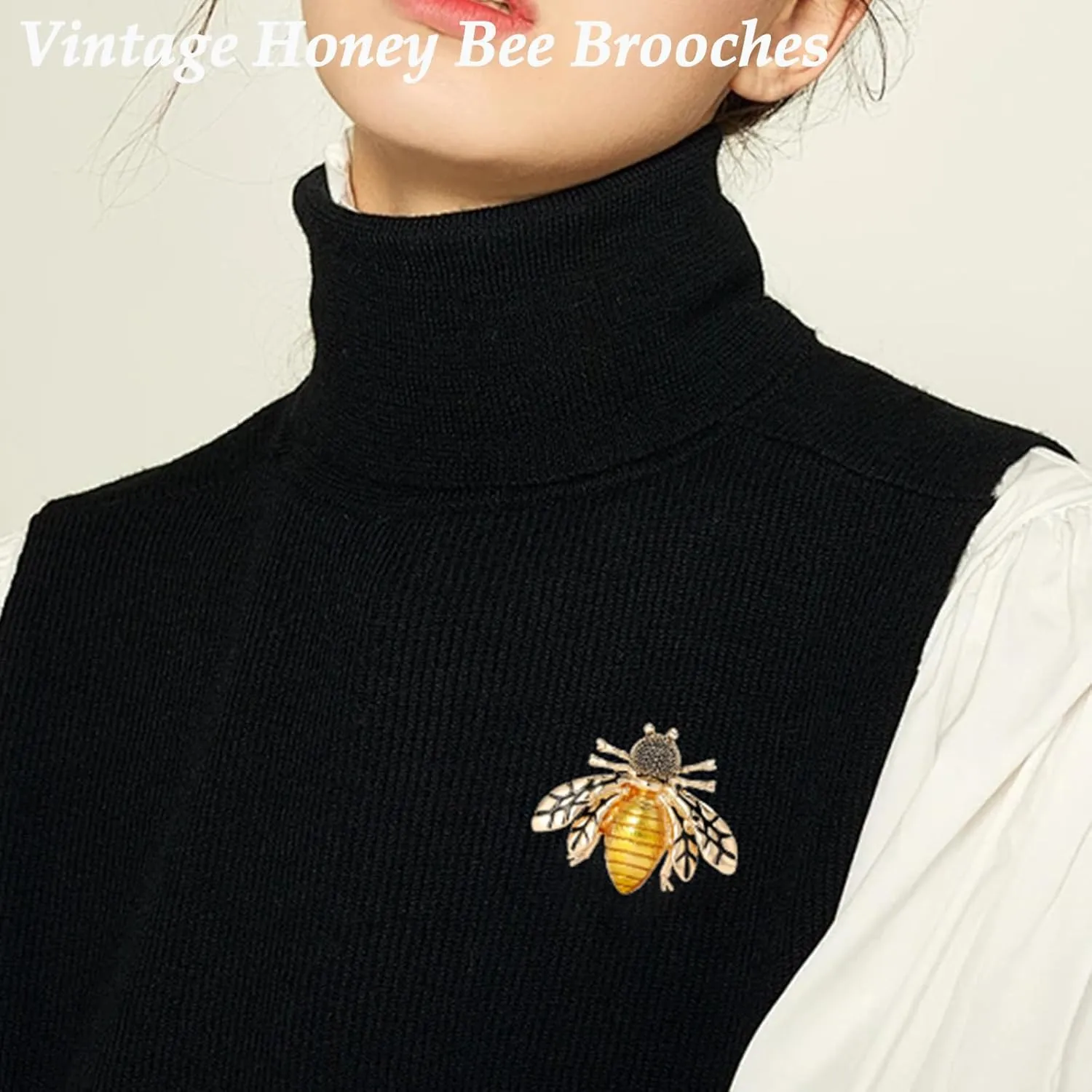 Vintage Crystal Honey Bee Brooches for Women,Sparkly Rhinestone Insect Bee Brooches Charm Faux Pearl Yellow Sun Flower Honeybee Lapel Pins Dress Suit Shirt Prom Party Jewelry