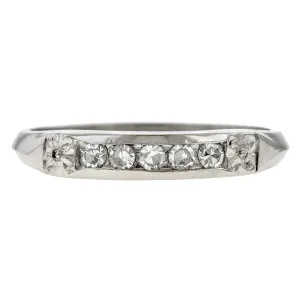 Vintage Diamond Wedding Band Ring, Platinum, Size 5 3/4