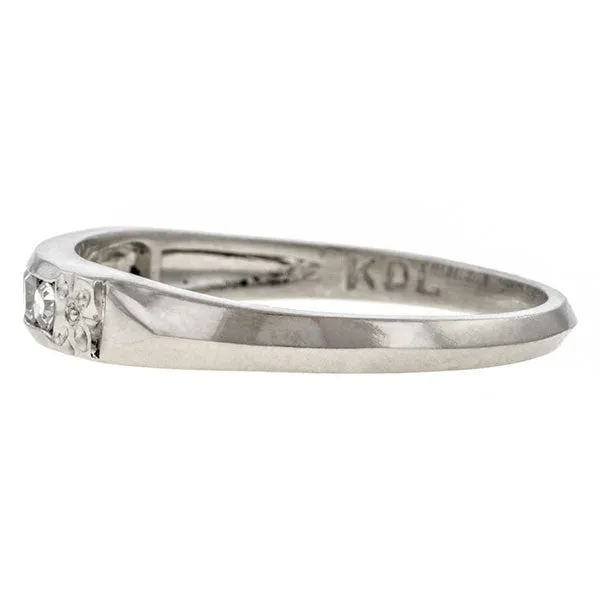 Vintage Diamond Wedding Band Ring, Platinum, Size 5 3/4