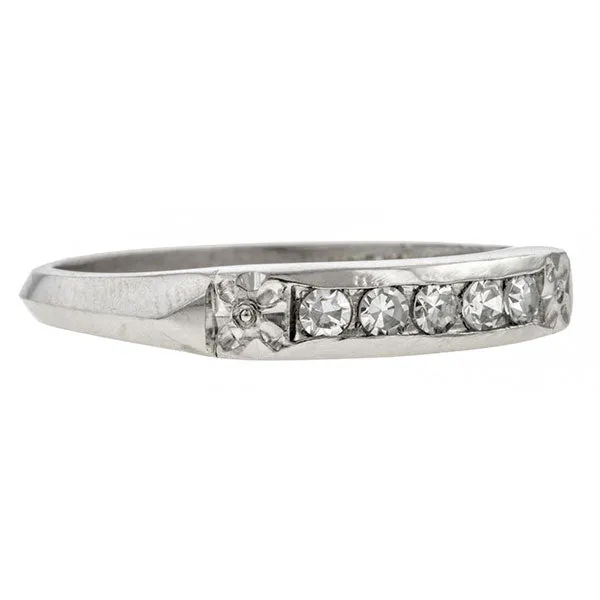 Vintage Diamond Wedding Band Ring, Platinum, Size 5 3/4