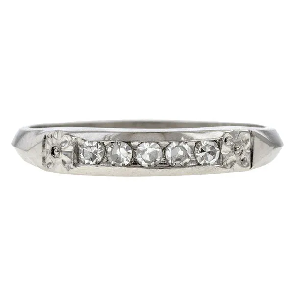 Vintage Diamond Wedding Band Ring, Platinum, Size 5 3/4