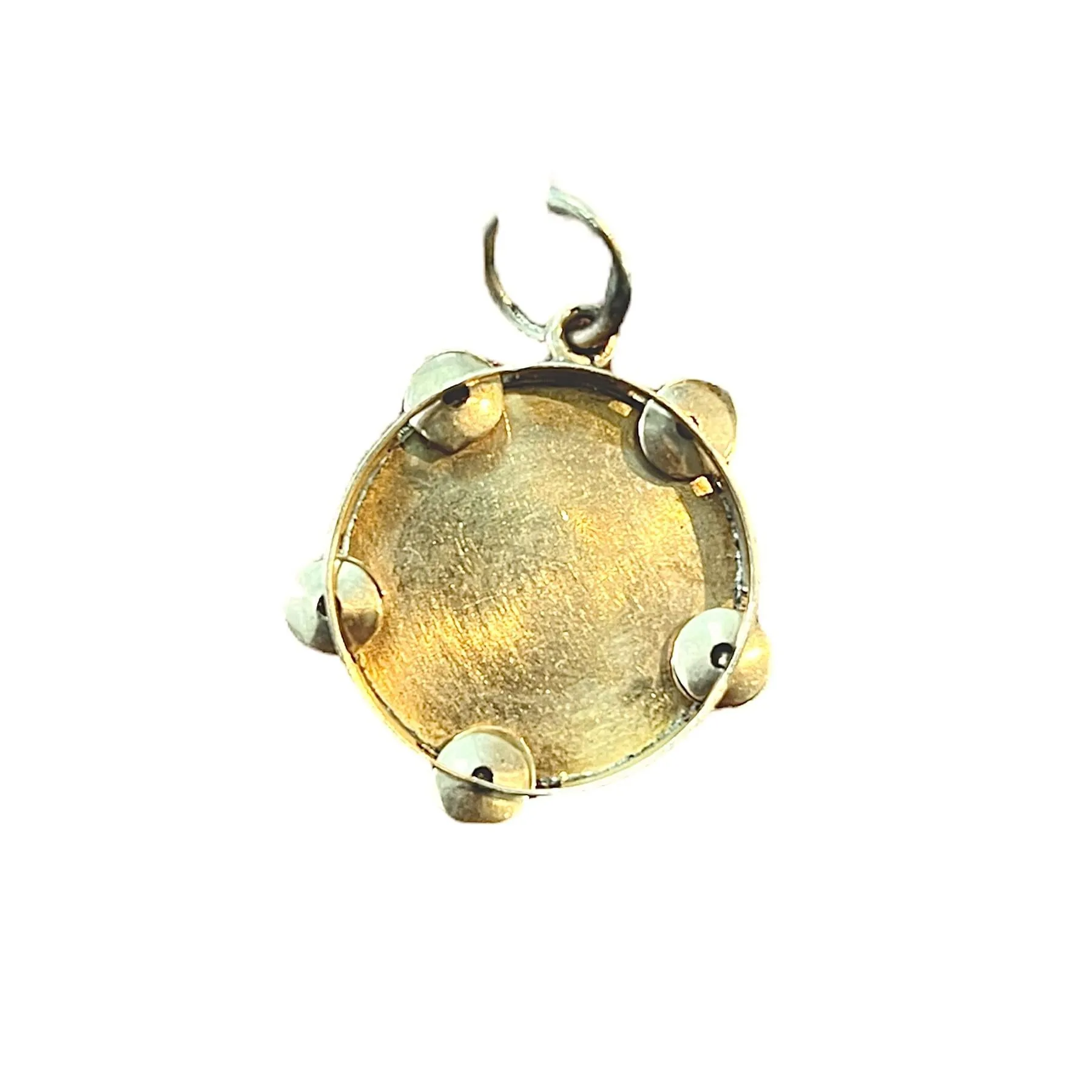 Vintage Matador & Bull Tambourine Pendant - 14K Yellow Gold