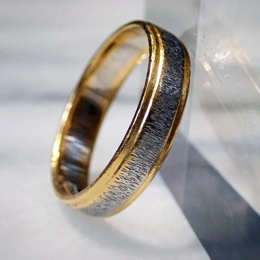 Vintage Platinum & 24k Gold Wedding Band, Size 6.5.
