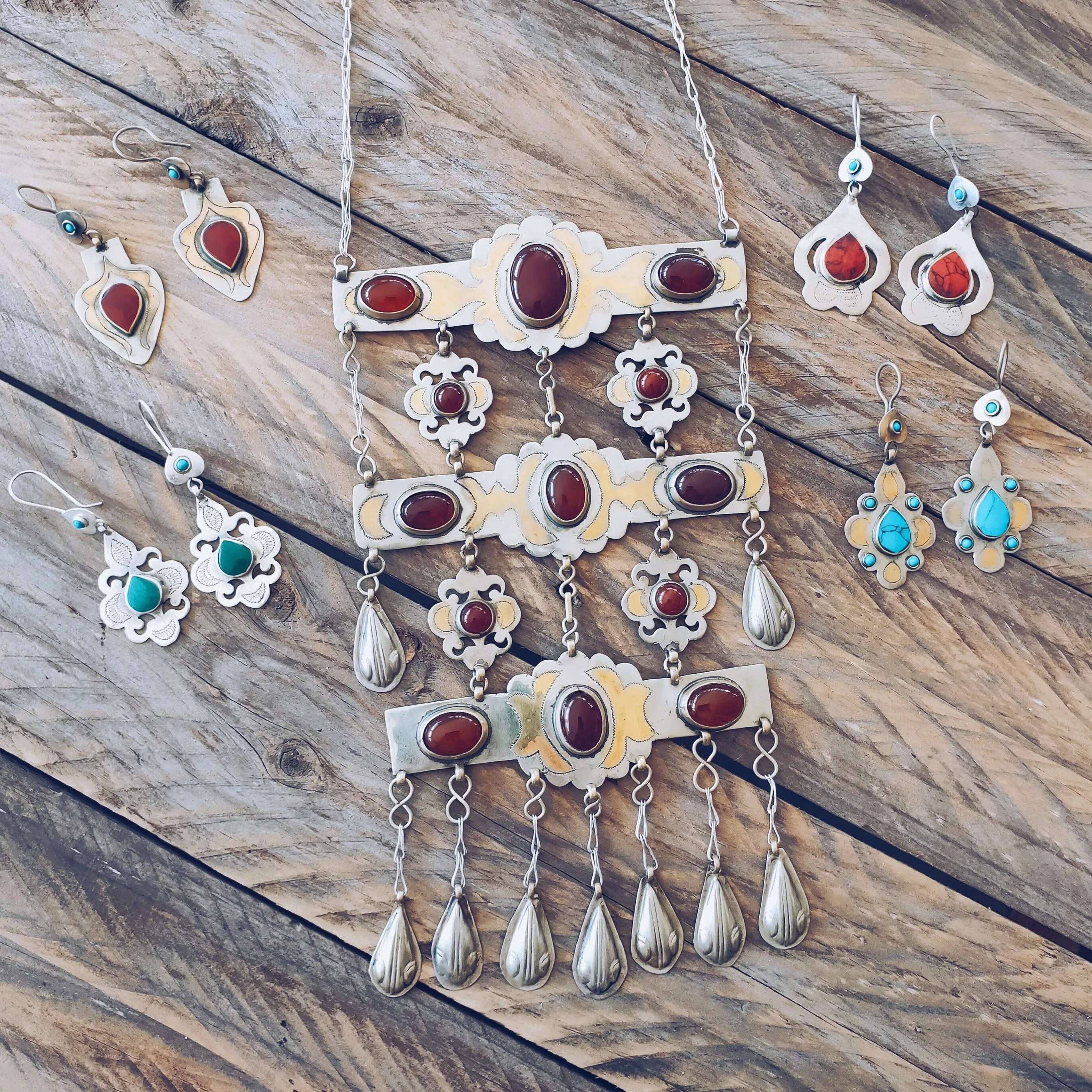 Vintage style Turkmen Teke Necklace - Carnelian