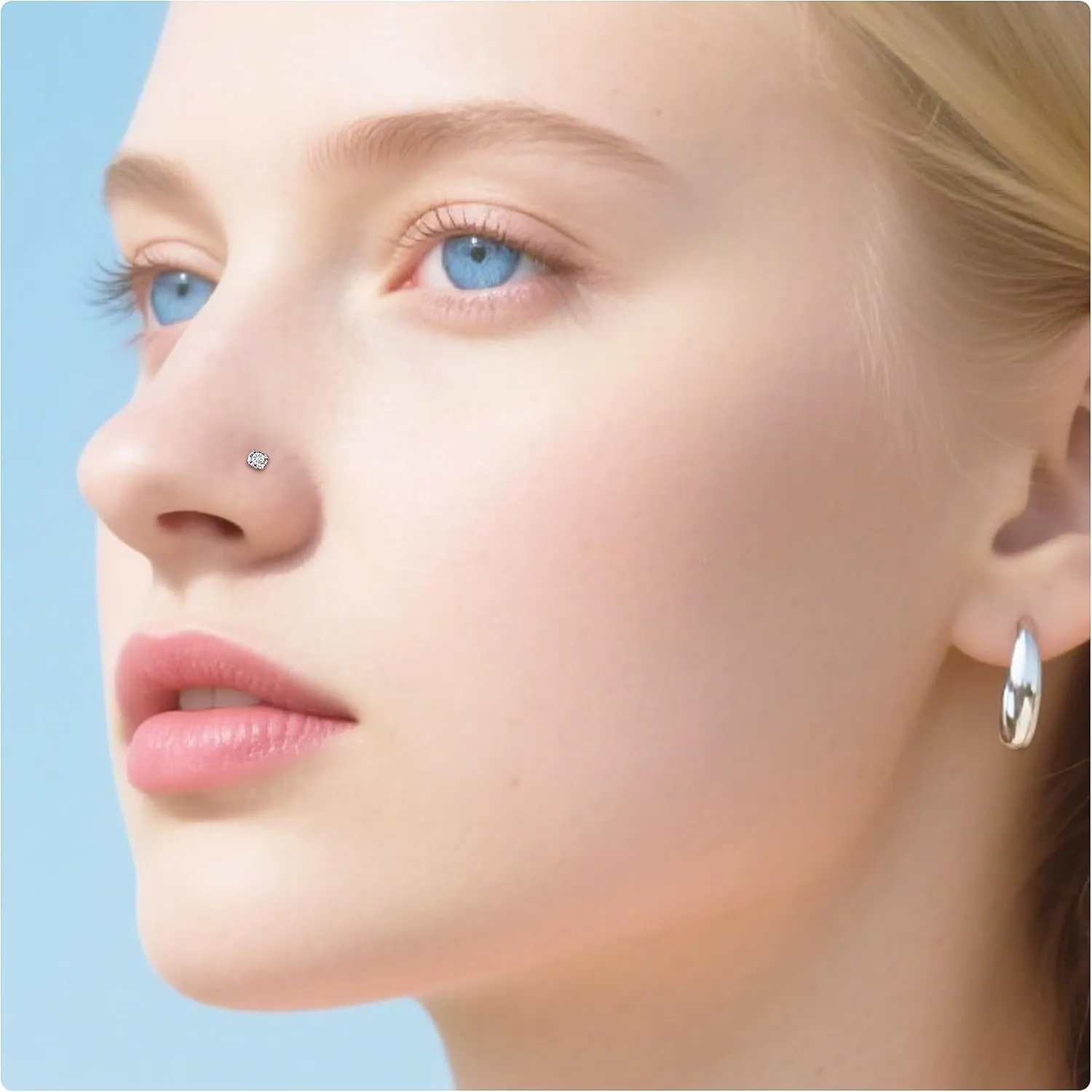 Vsnnsns 20G Nose Rings Studs Piercing Jewelry for Women 316L Surgical Stainless Steel L Shaped Corkscrew Straight Diamond CZ Hoop Nose Rings Studs Nostril Piercing Jewelry Hypoallergenic 20 Gauge