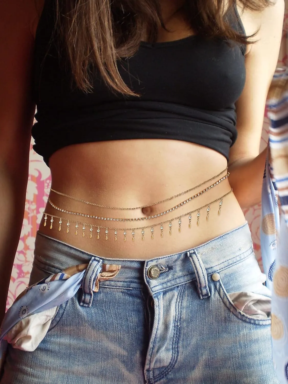 Waist Chain for Women Waist Beads Body Chain Belly Chain Jewelry for Women Adjustable Belly Chains for Teen Girls Summer Beach Body Accessories
