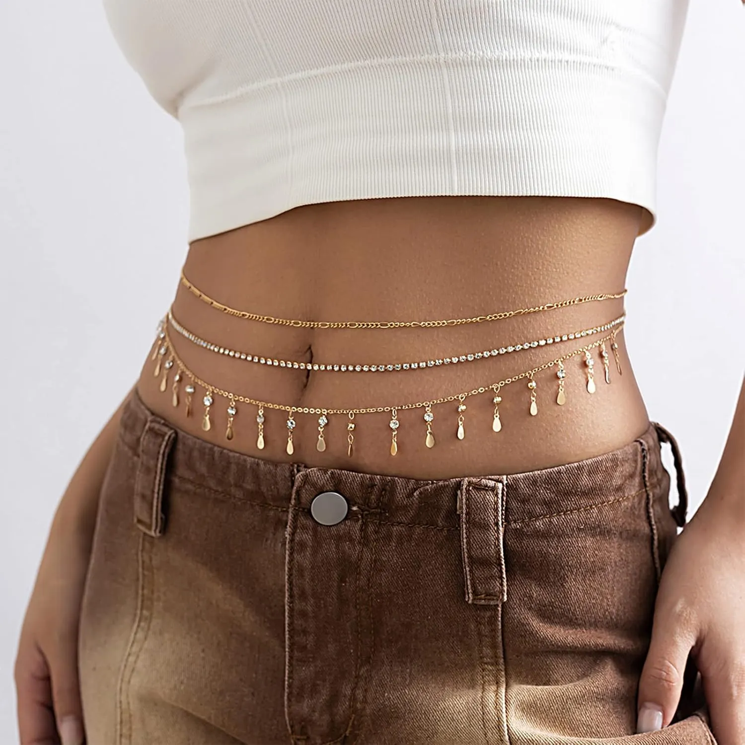 Waist Chain for Women Waist Beads Body Chain Belly Chain Jewelry for Women Adjustable Belly Chains for Teen Girls Summer Beach Body Accessories