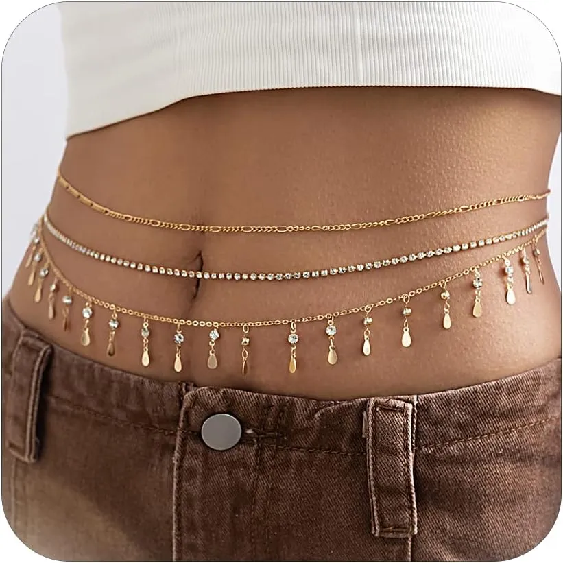 Waist Chain for Women Waist Beads Body Chain Belly Chain Jewelry for Women Adjustable Belly Chains for Teen Girls Summer Beach Body Accessories
