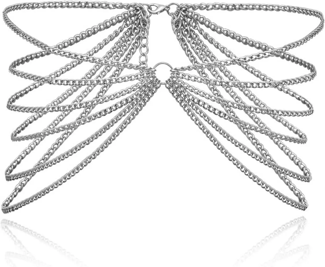 Waist Chain Layered, Body Chains Dor Dress Multilayer Curb Chains Lobster Claw Clasp Belts for Women